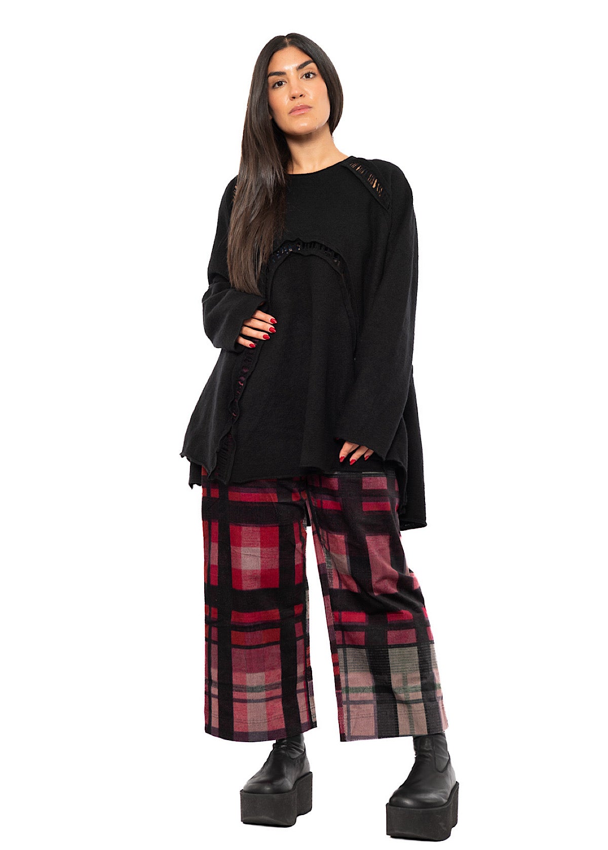 BOILED WOOL LADDER STITCH TUNIC
