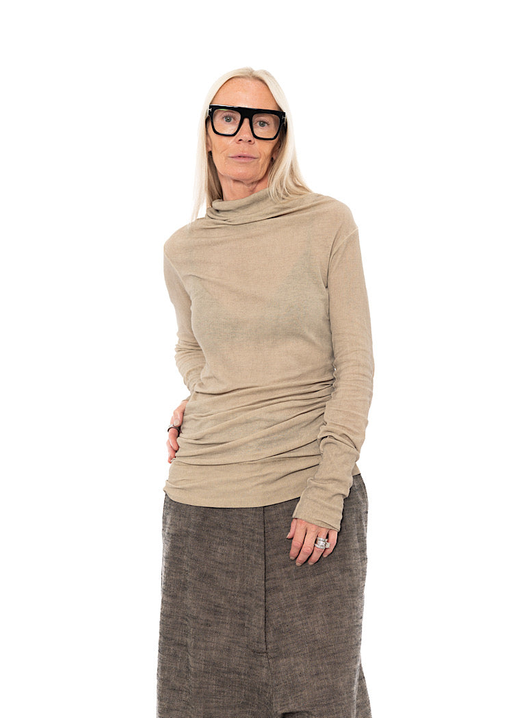 HIGH-NECK RIB JERSEY T-SHIRT
