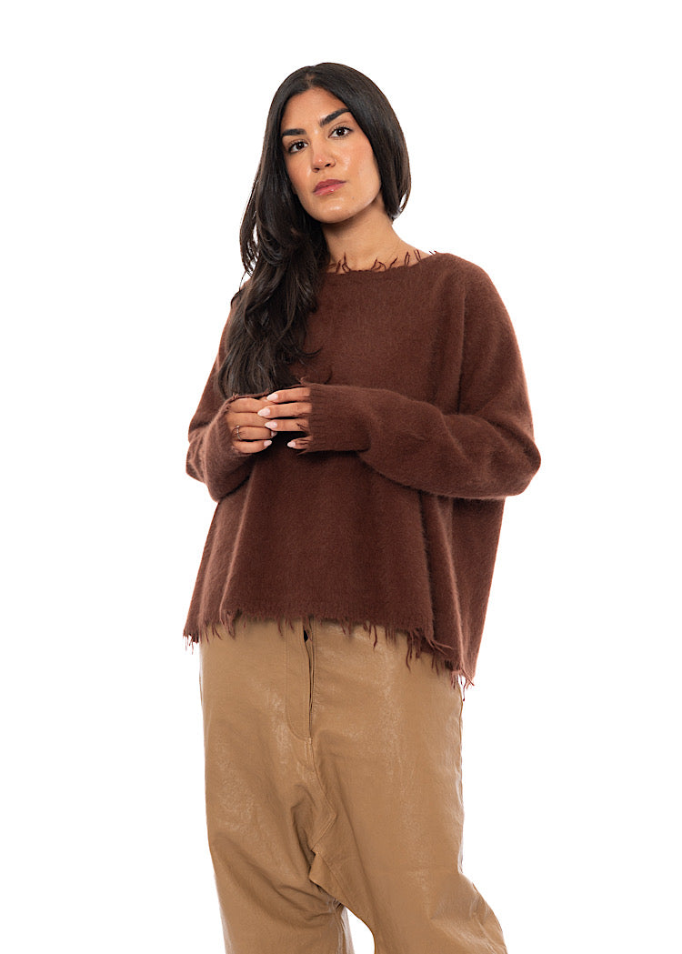 RELAXED FRAYED KNIT PULLOVER