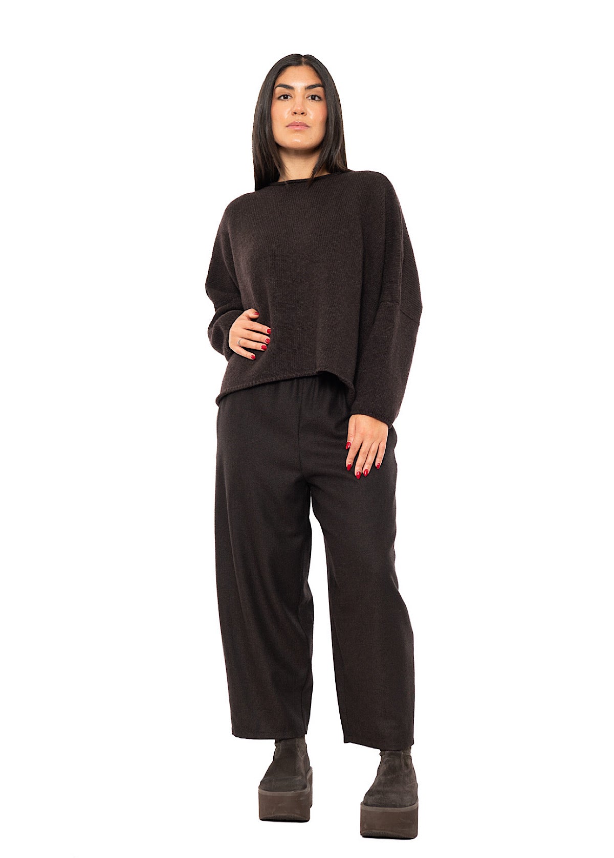 CROPPED CASHMERE BLEND FAUSTA PULLOVER