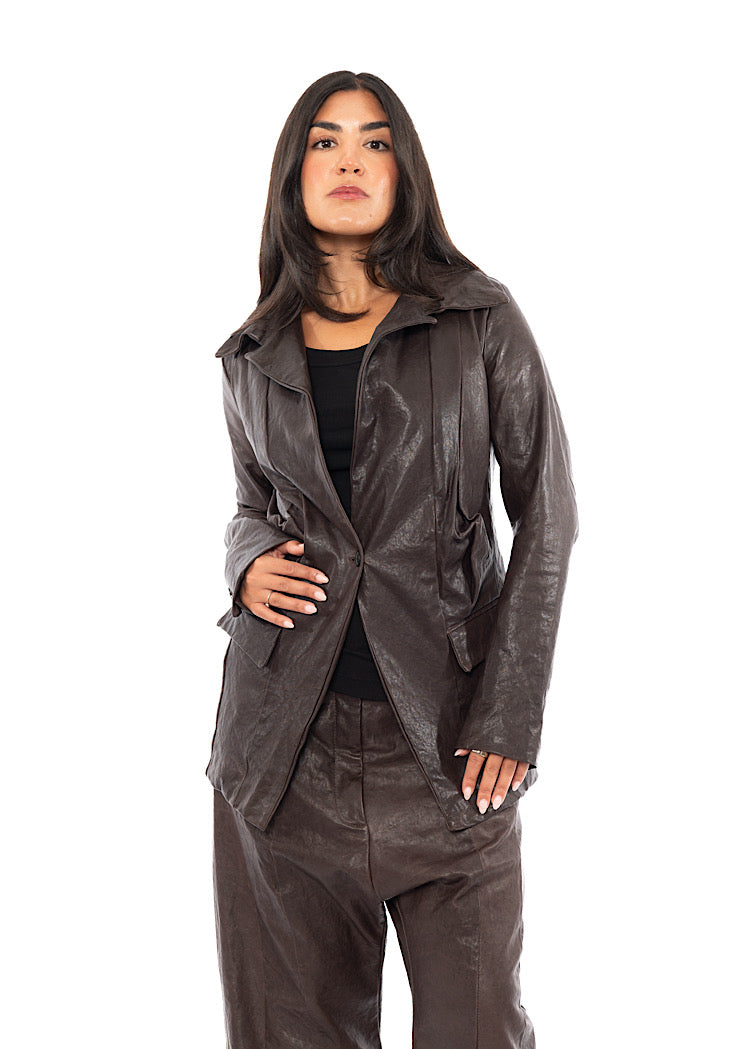 FITTED LAMB LEATHER BLAZER