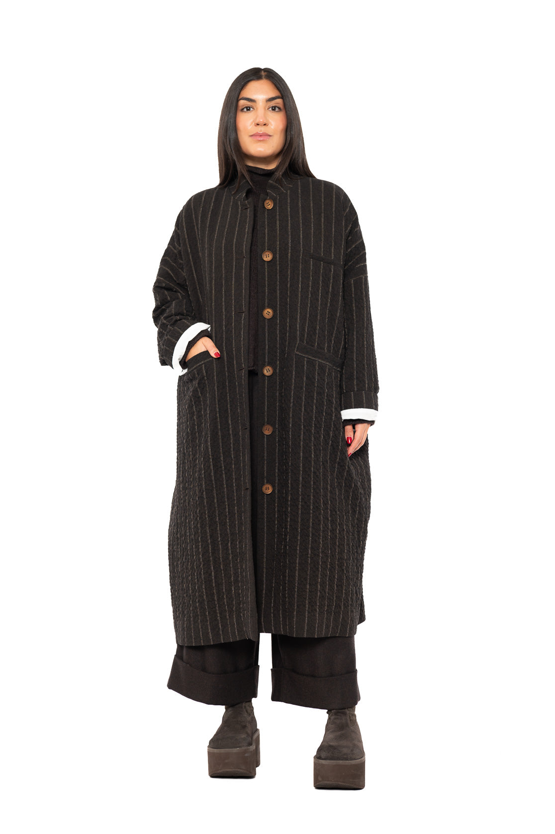 STRIPED WOOL BLEND ISA COAT