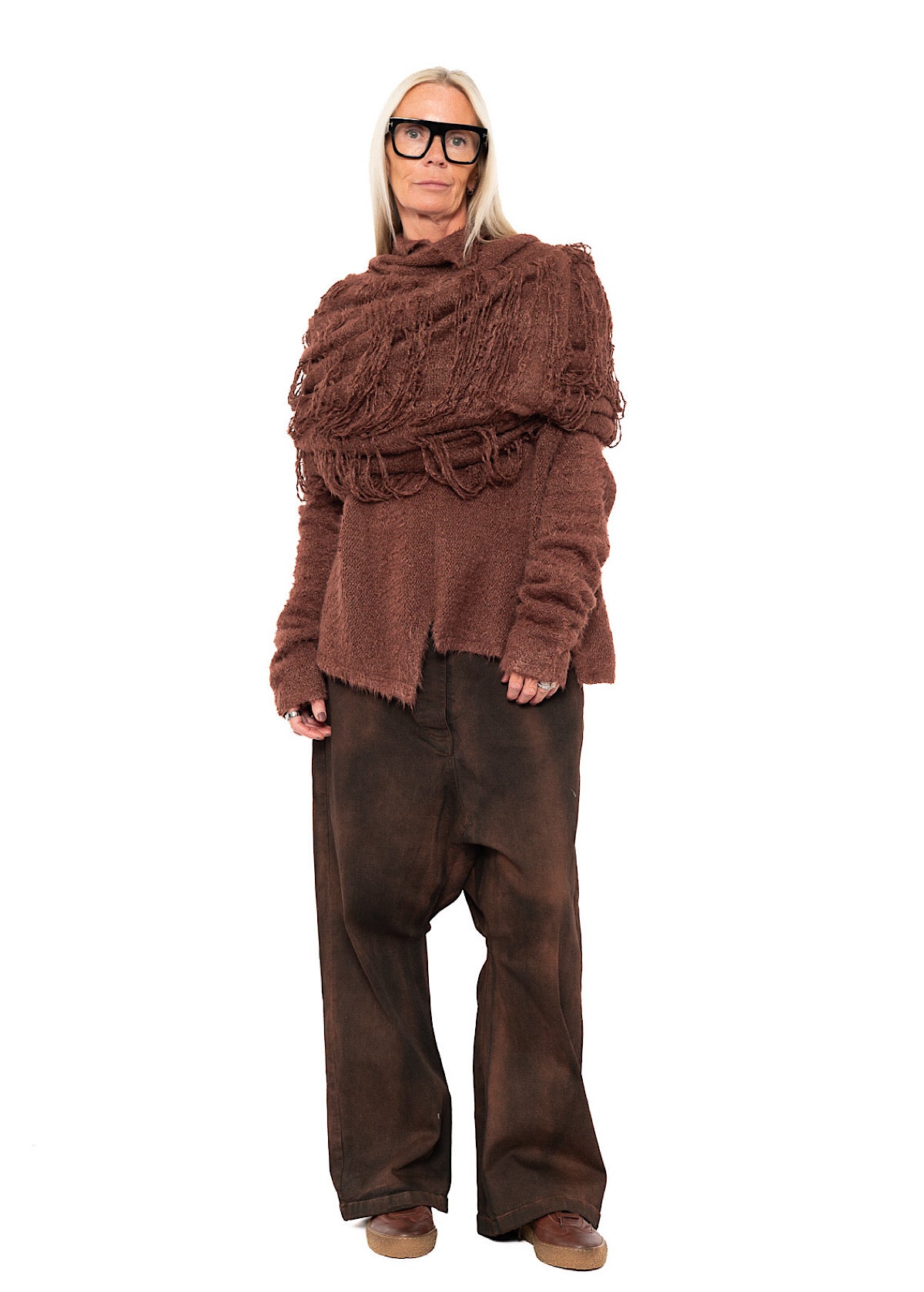 LADDERED SILK KNIT SCARF