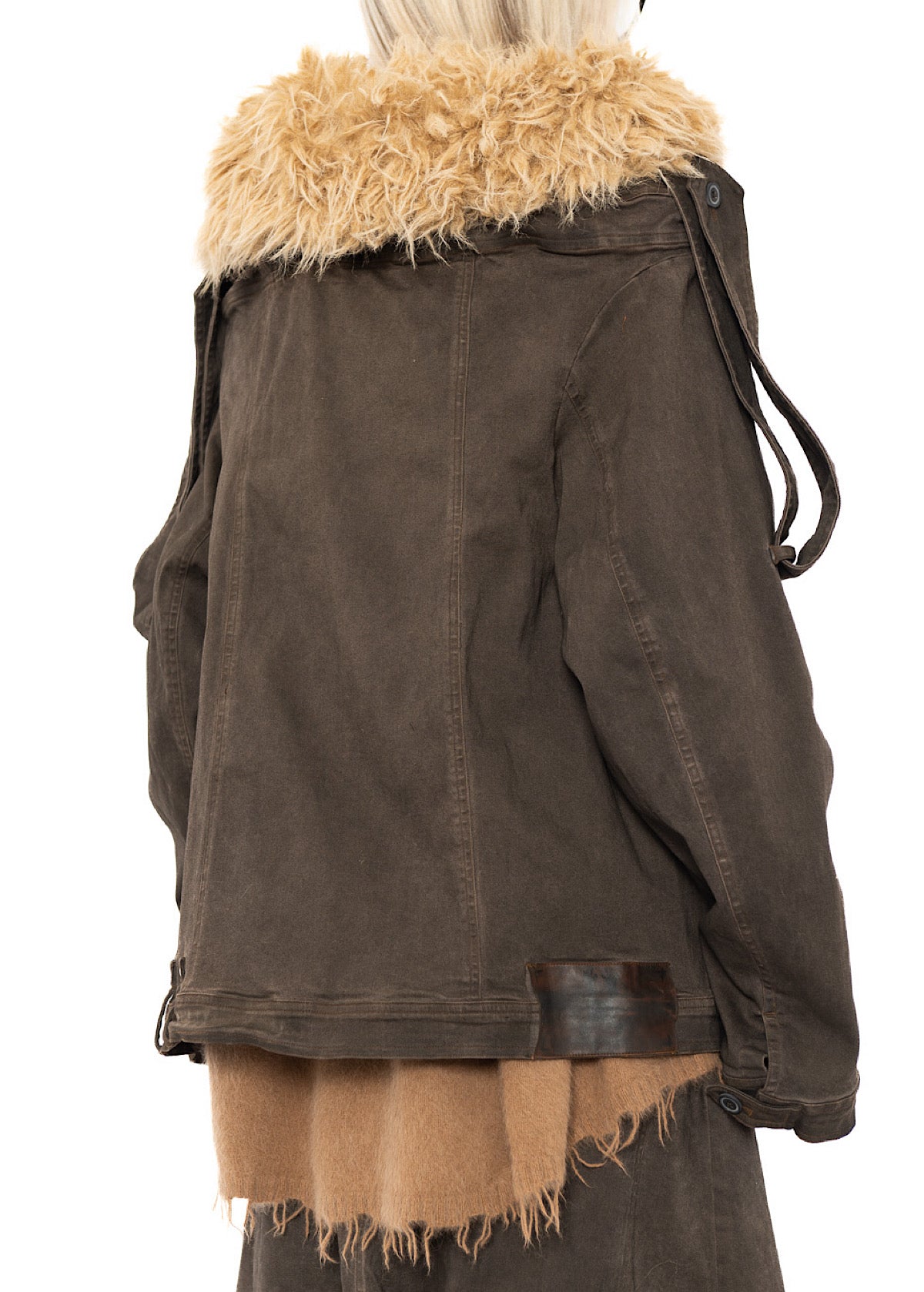 OVERSIZED FAUX FUR-TRIM DENIM JACKET