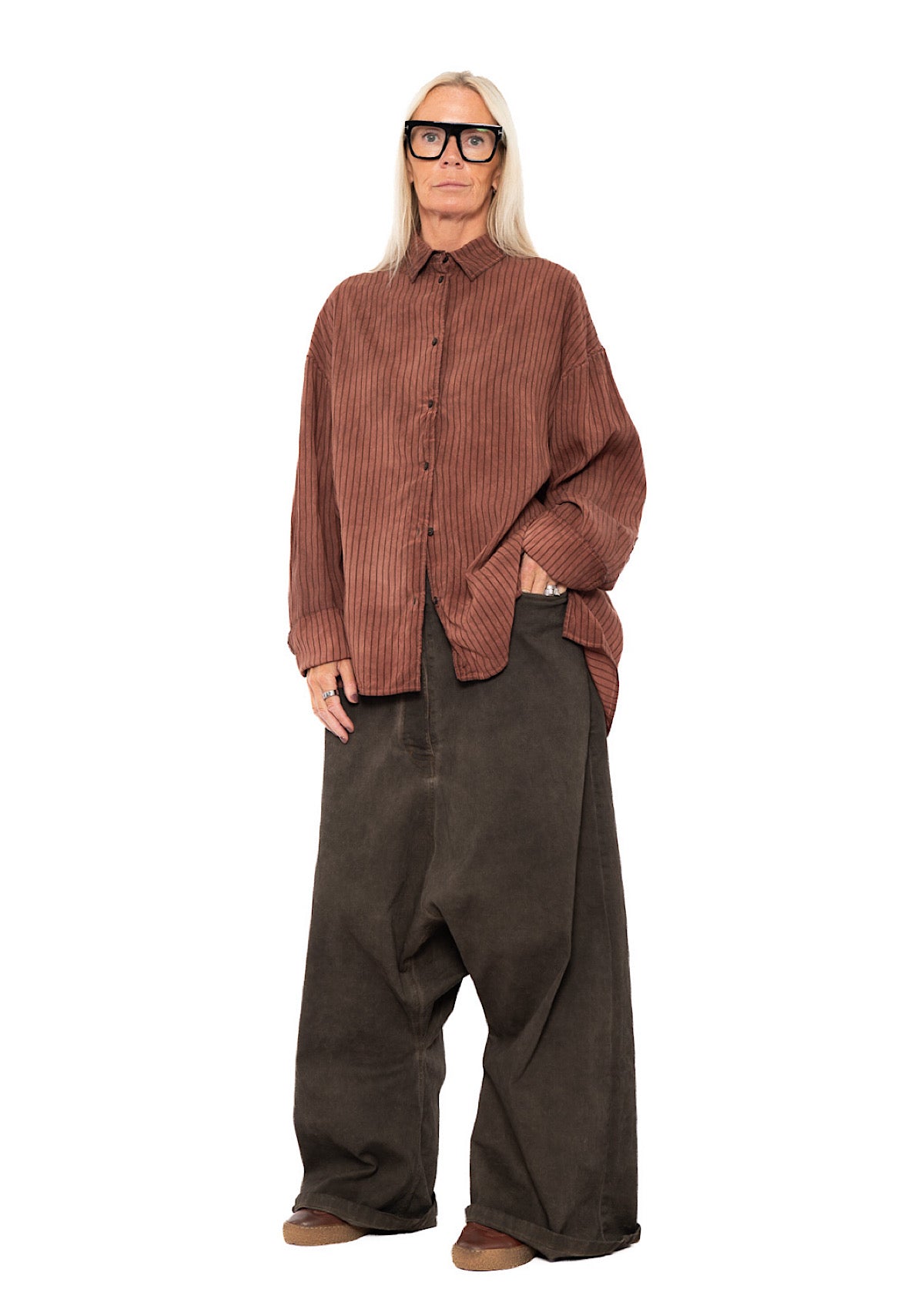 GARMENT-DYED SILK STRIPE SHIRT