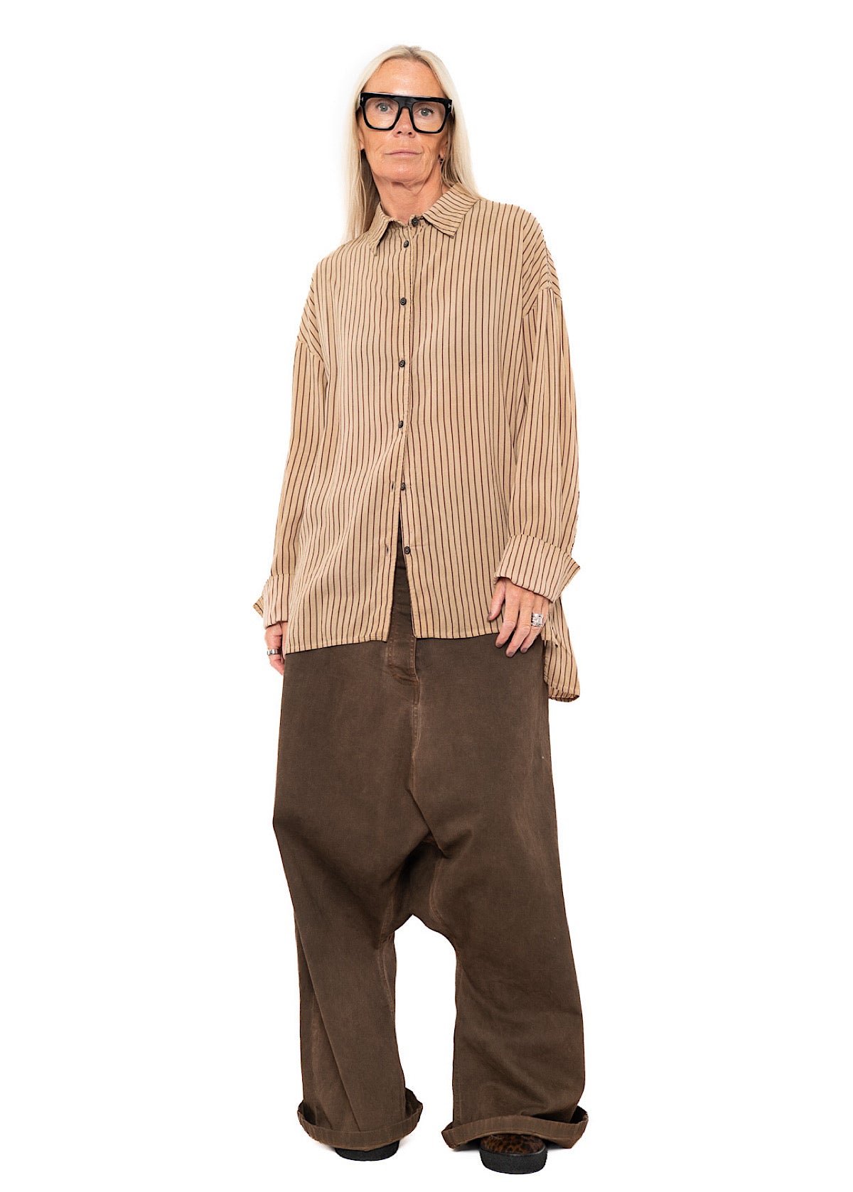 GARMENT-DYED SILK STRIPE SHIRT