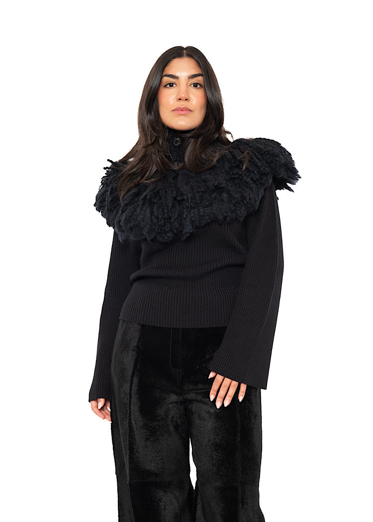 WOOL SILK CASHMERE KNIT COLLAR