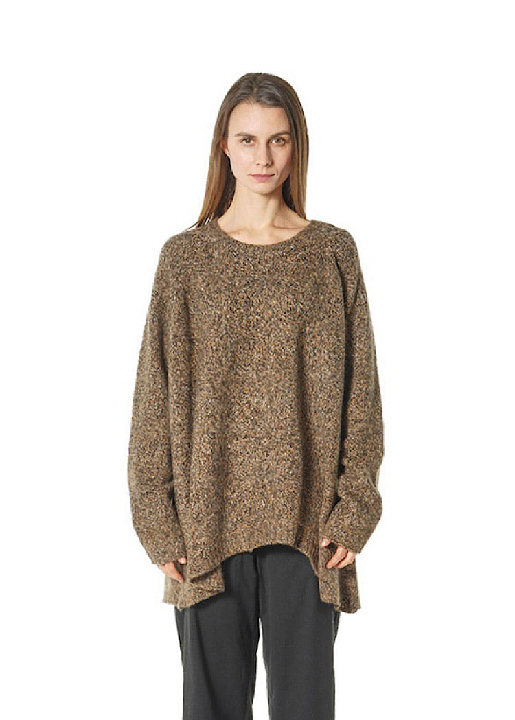 MÉLANGE KNIT ASYMMETRIC PULLOVER