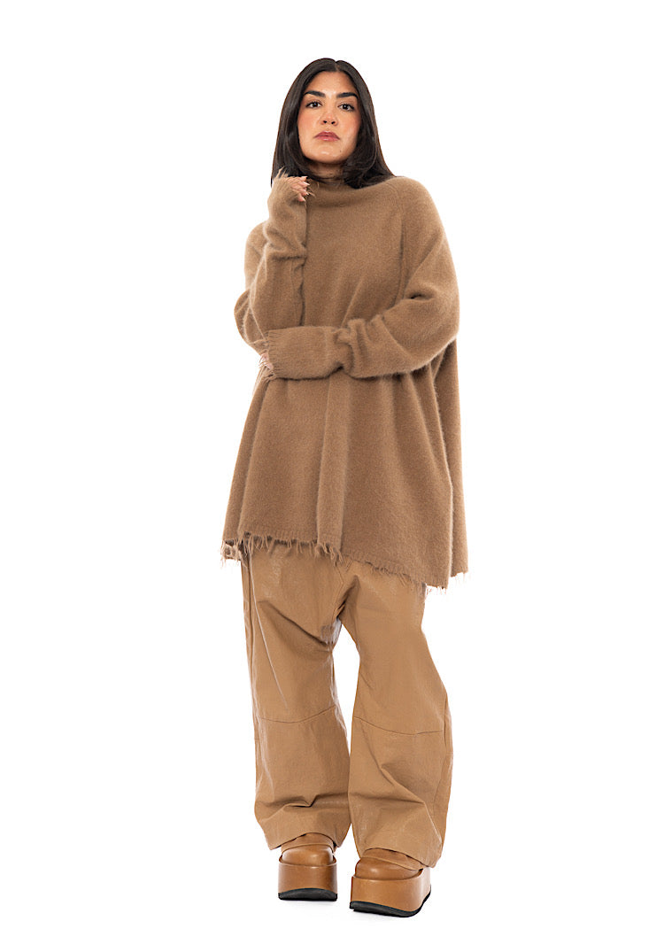OVERSIZED FOX WOOL SILK KNITTED TUNIC