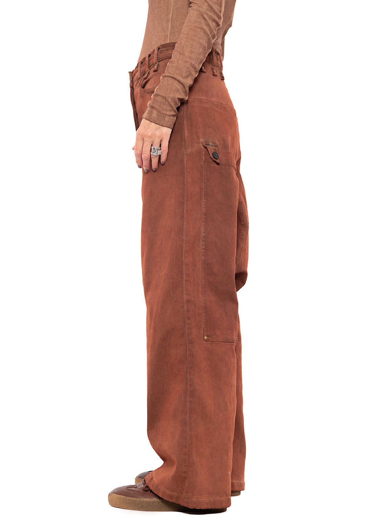 GARMENT-DYED WIDE-LEG DENIM TROUSER