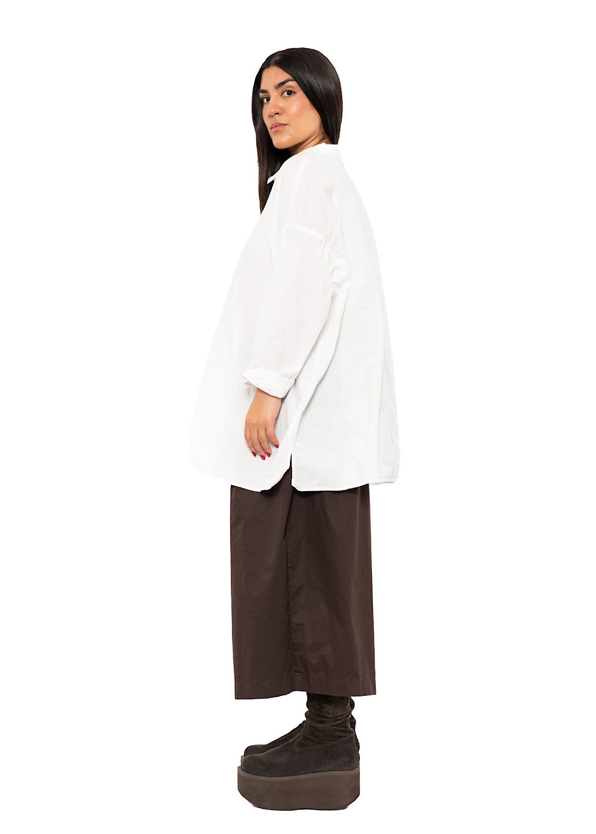 OVERSIZED CRINKLE COTTON HENLEY SHIRT