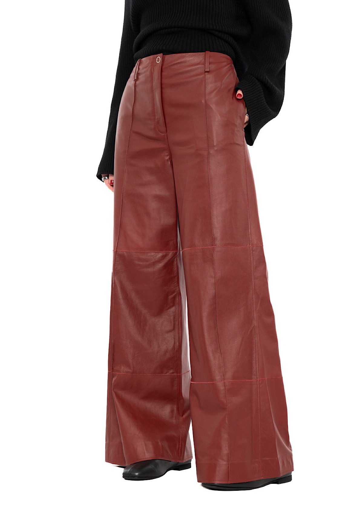 SIGNATURE WIDE LEG LEATHER TROUSER