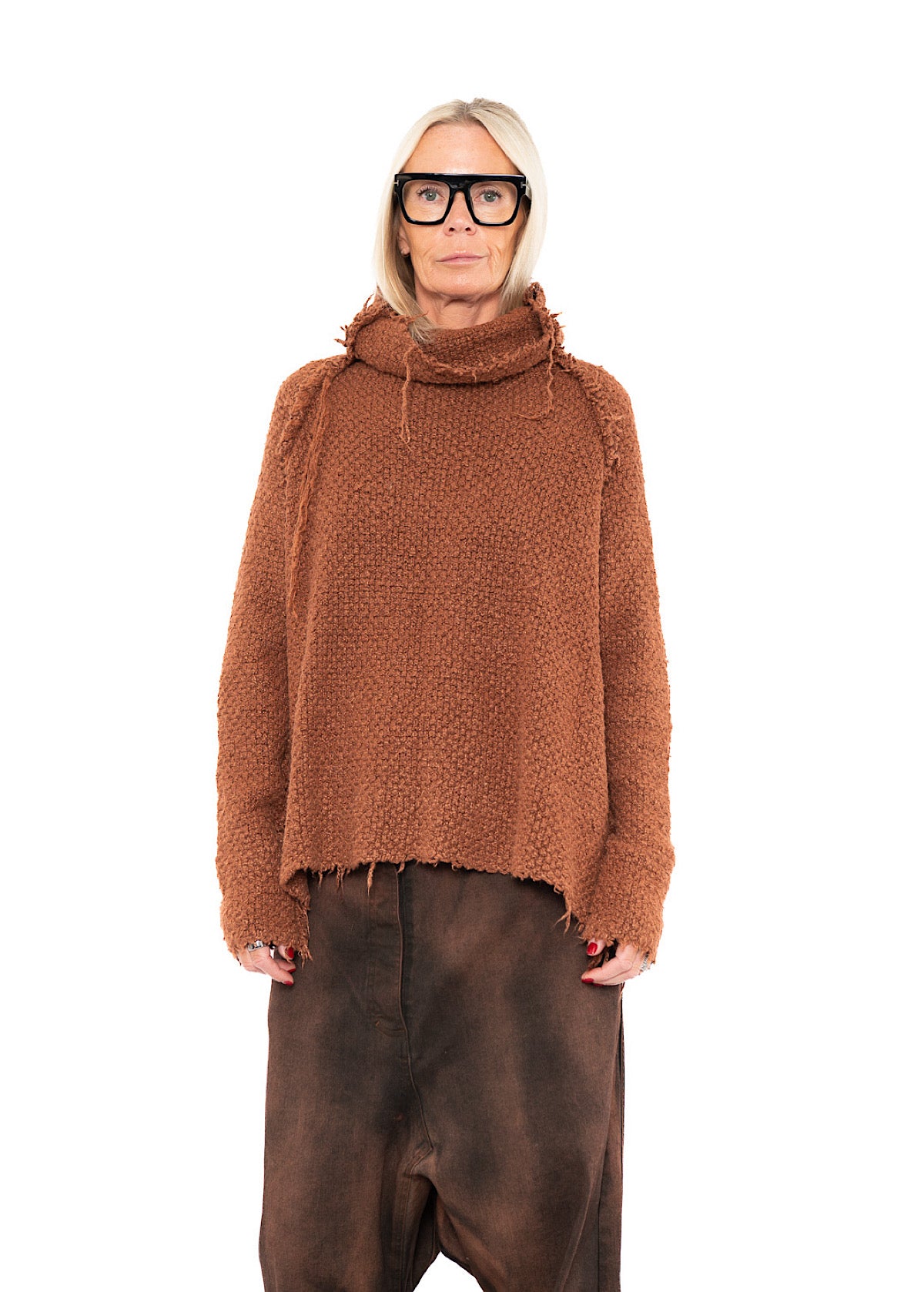 TEXTURED SILK KNIT PULLOVER