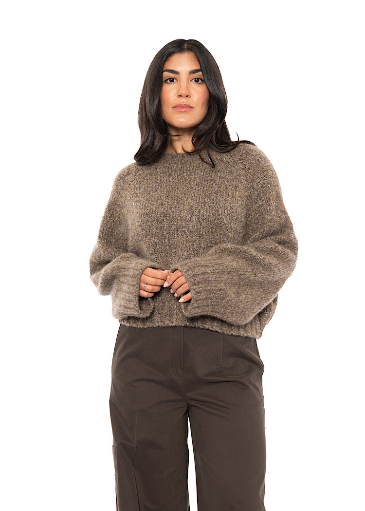CASHMERE SILK CROPPED LENGTH PULLOVER