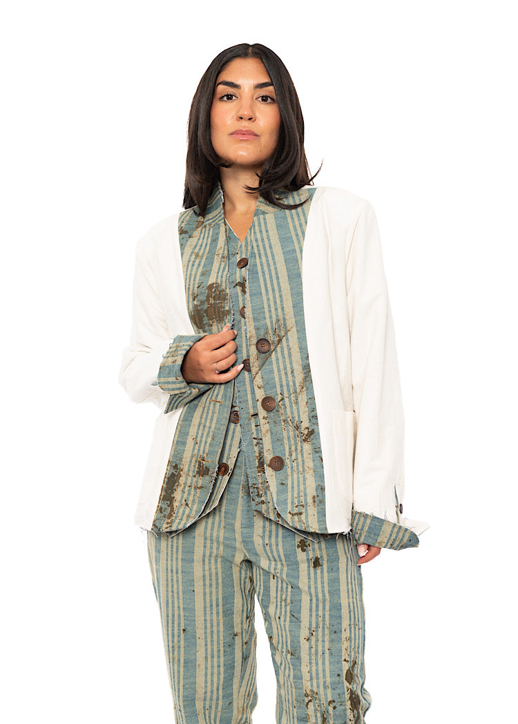 BOXY STRIPED COTTON JACKET
