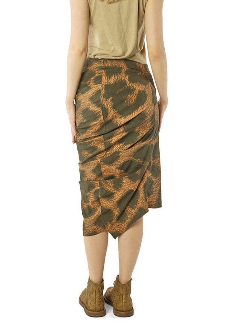 LEOPARD PRINT DRAPED TECHNO SKIRT *LEO CLOUD* (SHOWN IN LEO BIG CLOUD)