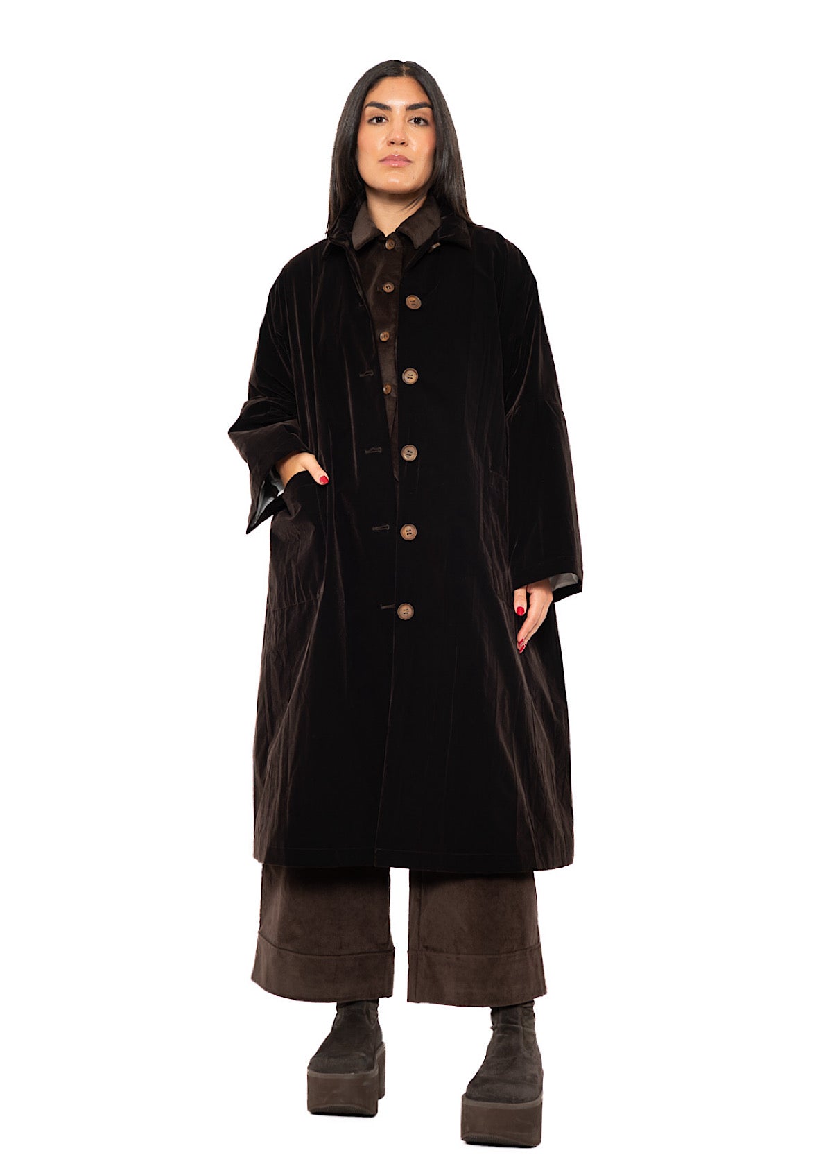 OVERSIZED CRUSHED VELVET CARA COAT