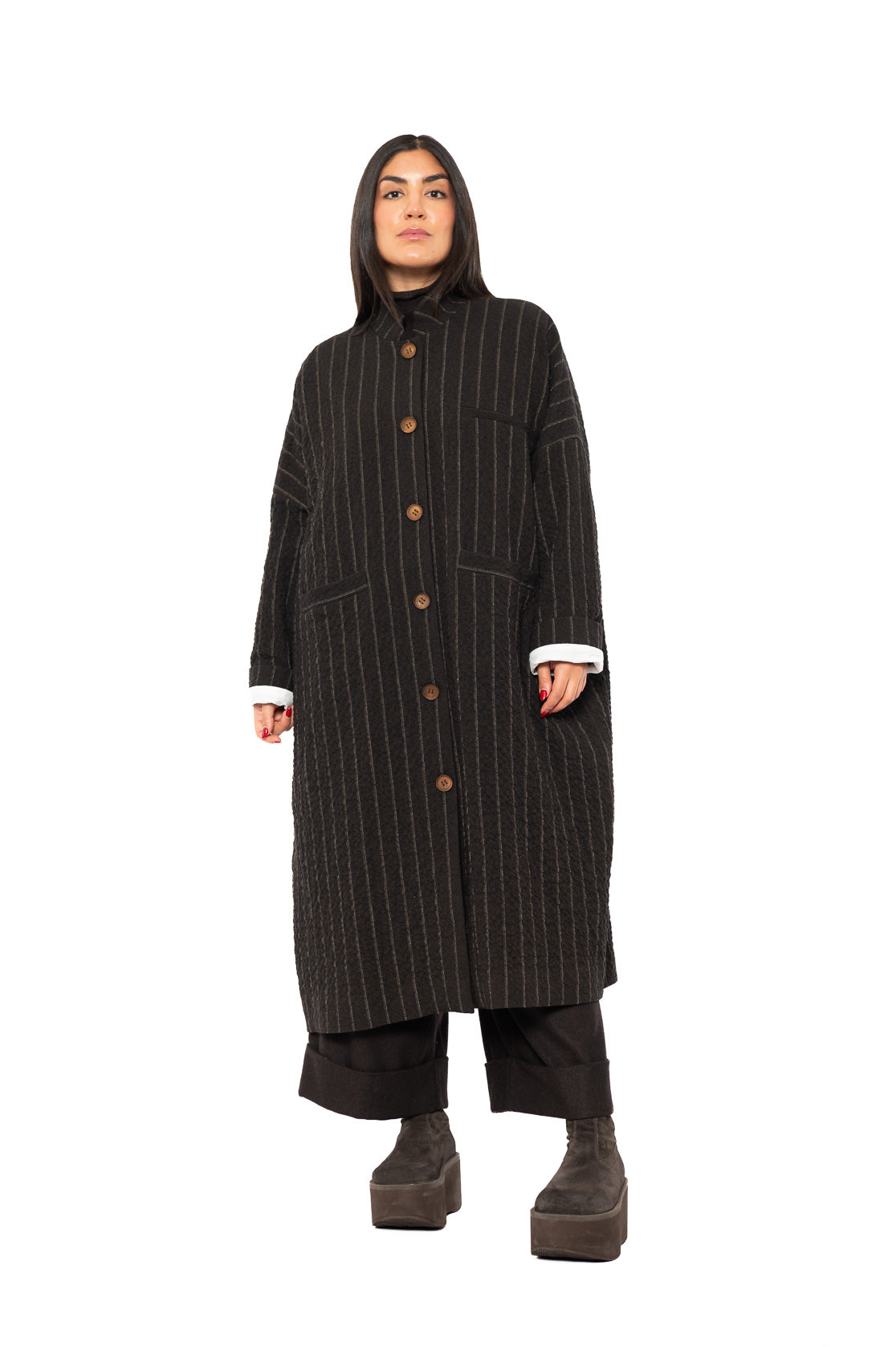 STRIPED WOOL BLEND ISA COAT