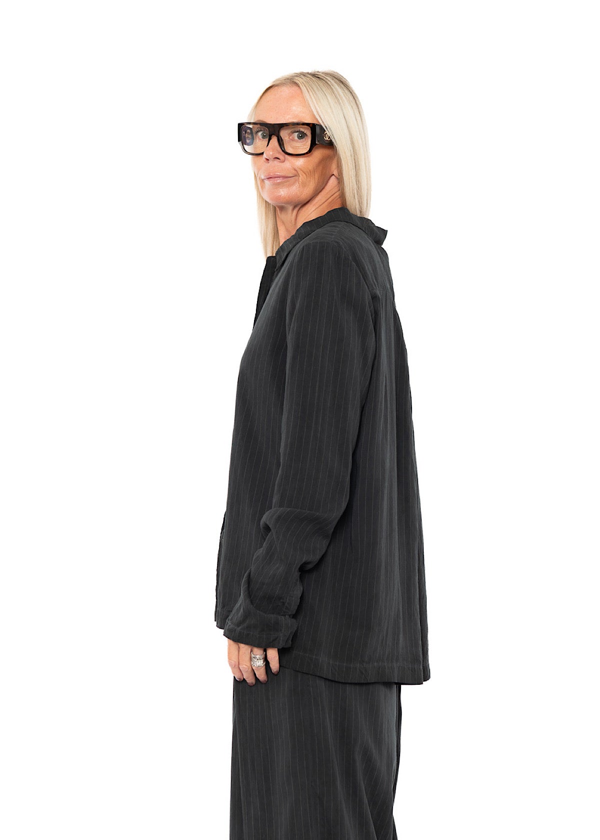PINSTRIPE VISCOSE-SILK SHIRT