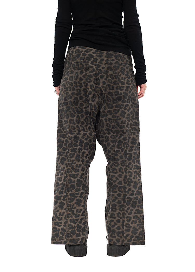 LEOPARD PRINT DROP CROTCH TROUSER