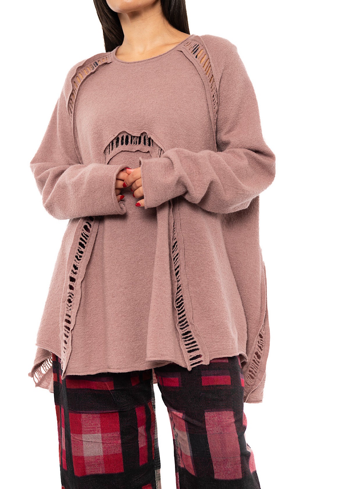 BOILED WOOL LADDER STITCH TUNIC