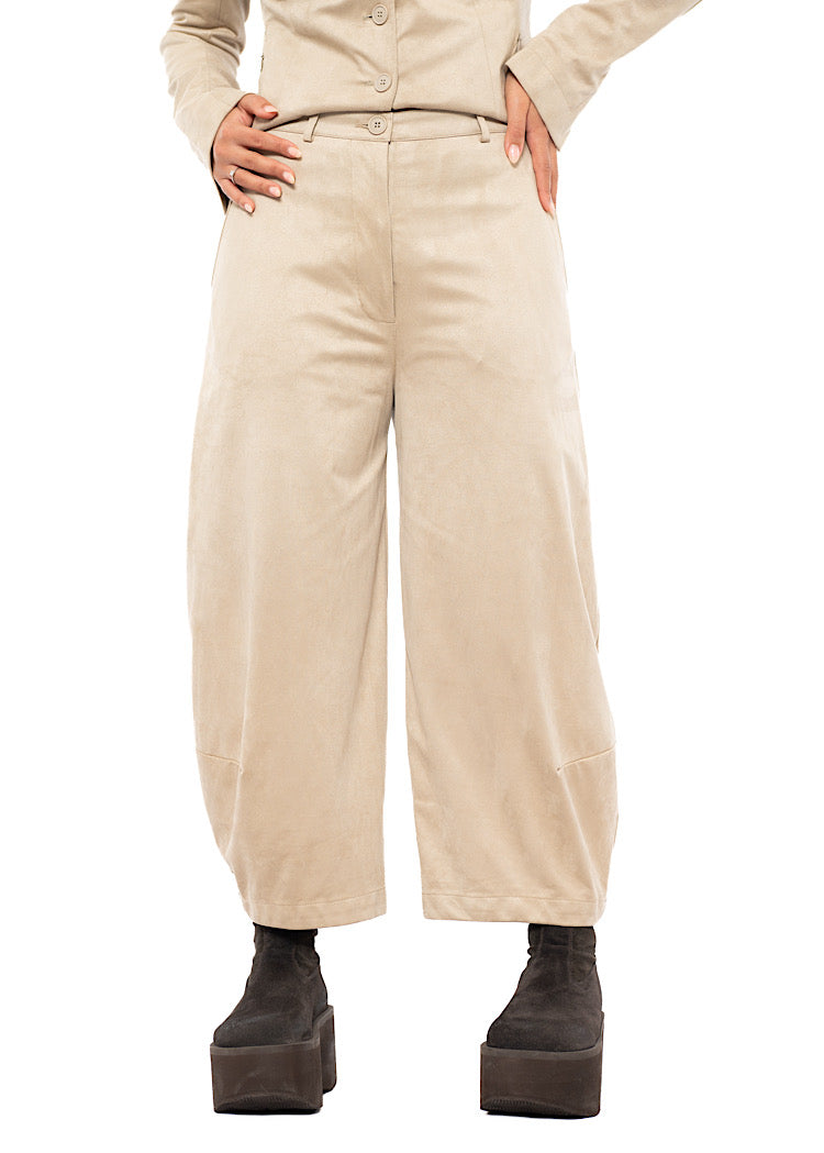 FAUX SUEDE BALLOON TROUSER