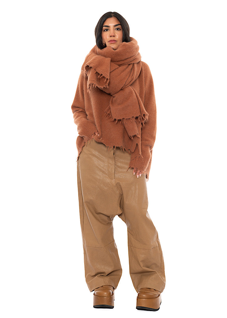 OVERSIZED FRAYED KNIT SCARF