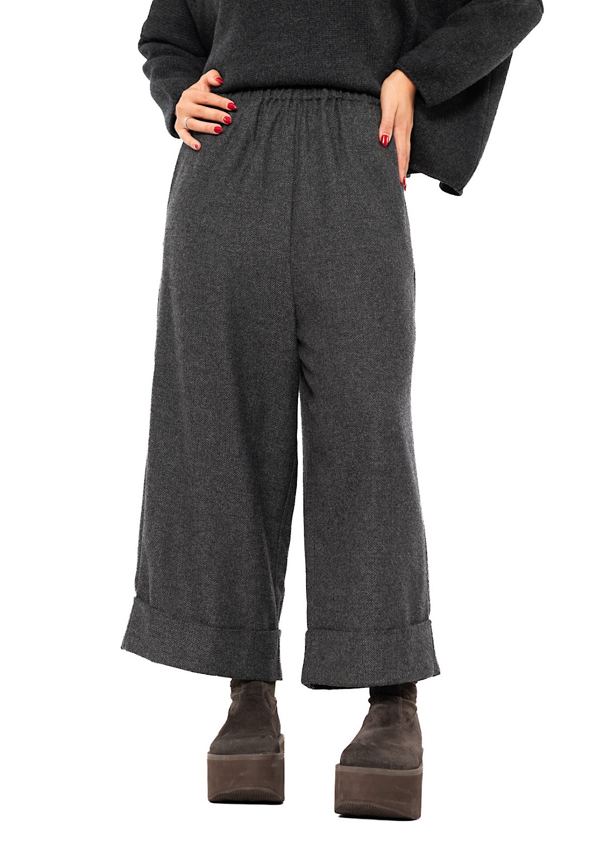 HERRINGBONE WIDE LEG GIONA TROUSER