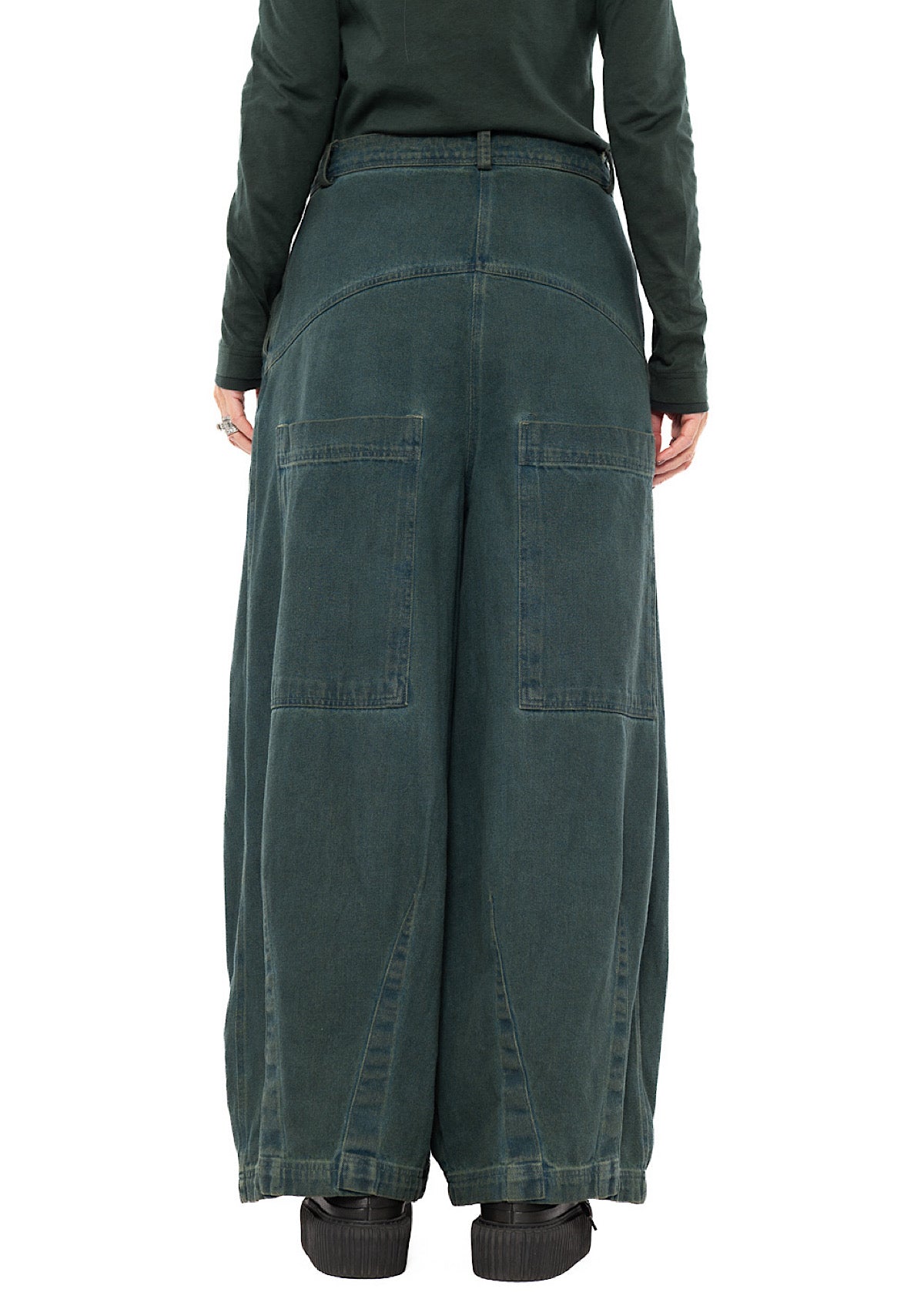 GARMENT-DYED DENIM WIDE LEG TROUSER