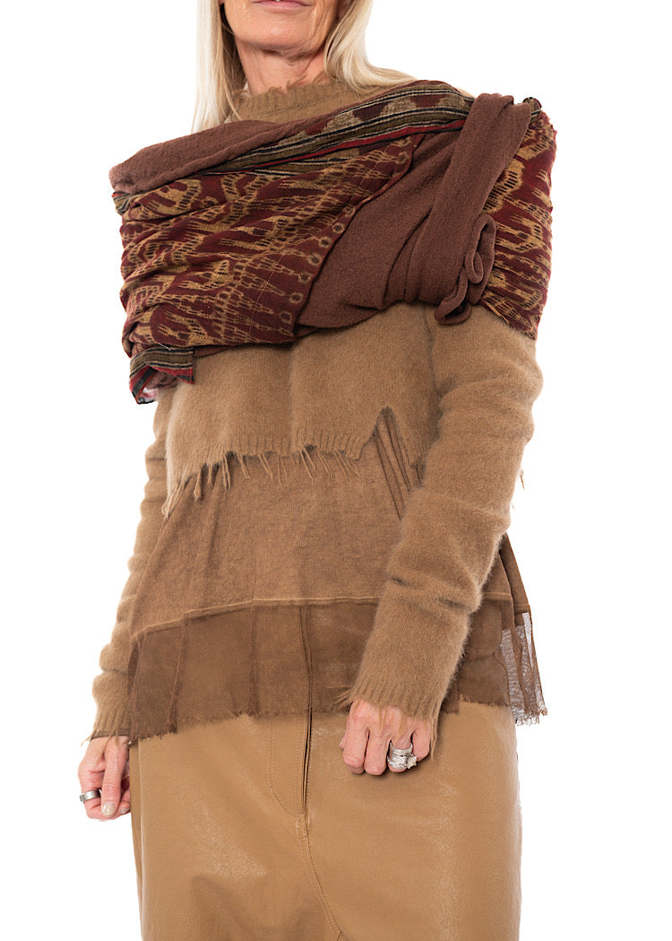 PRINTED MODAL-WOOL KNIT SCARF