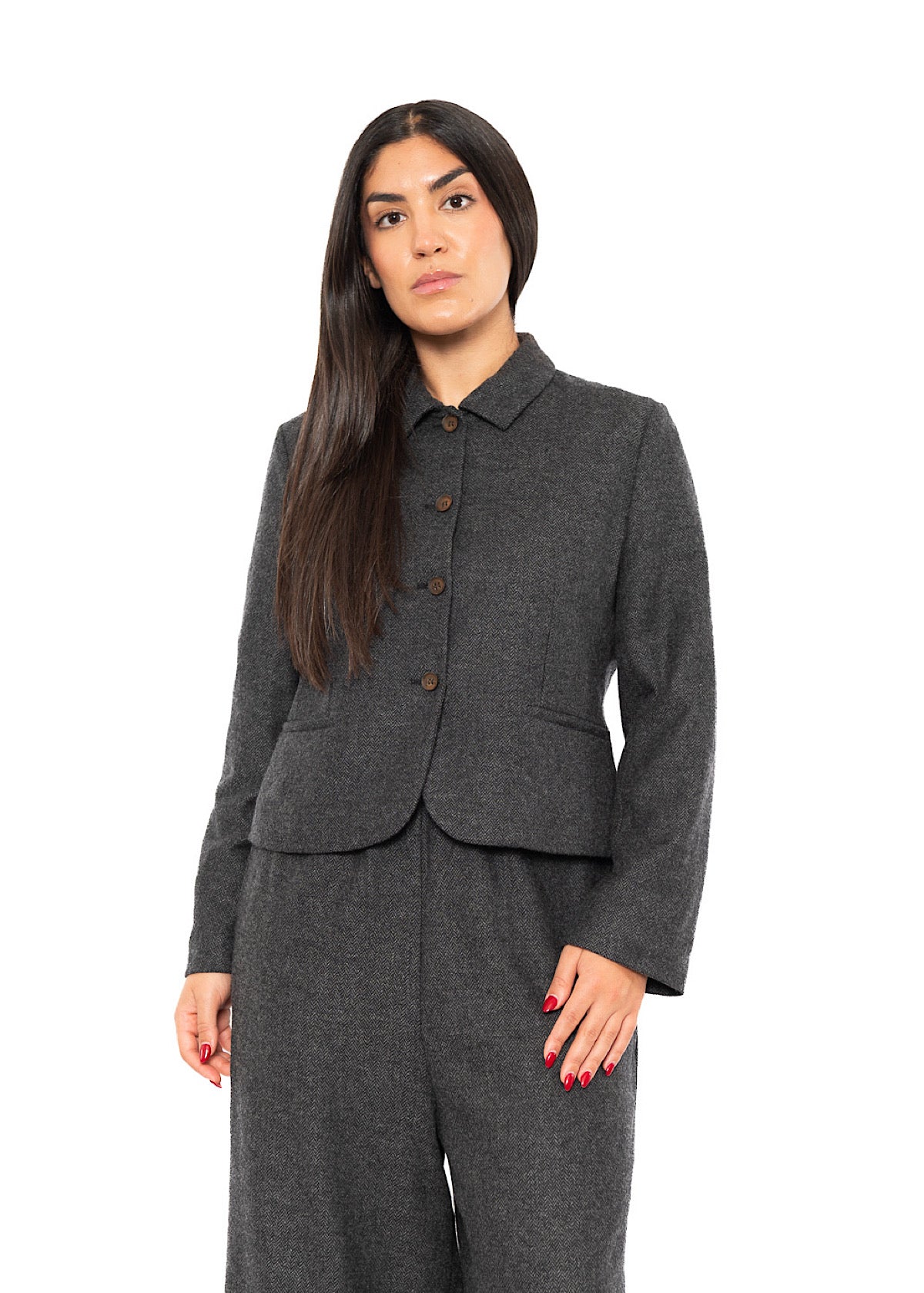 CROPPED HERRINGBONE GINNY JACKET