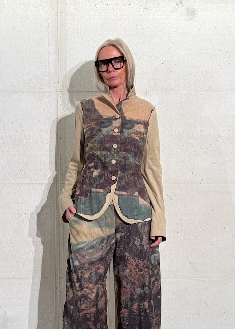 CL FITTED PRINT FAUX SUEDE JACKET