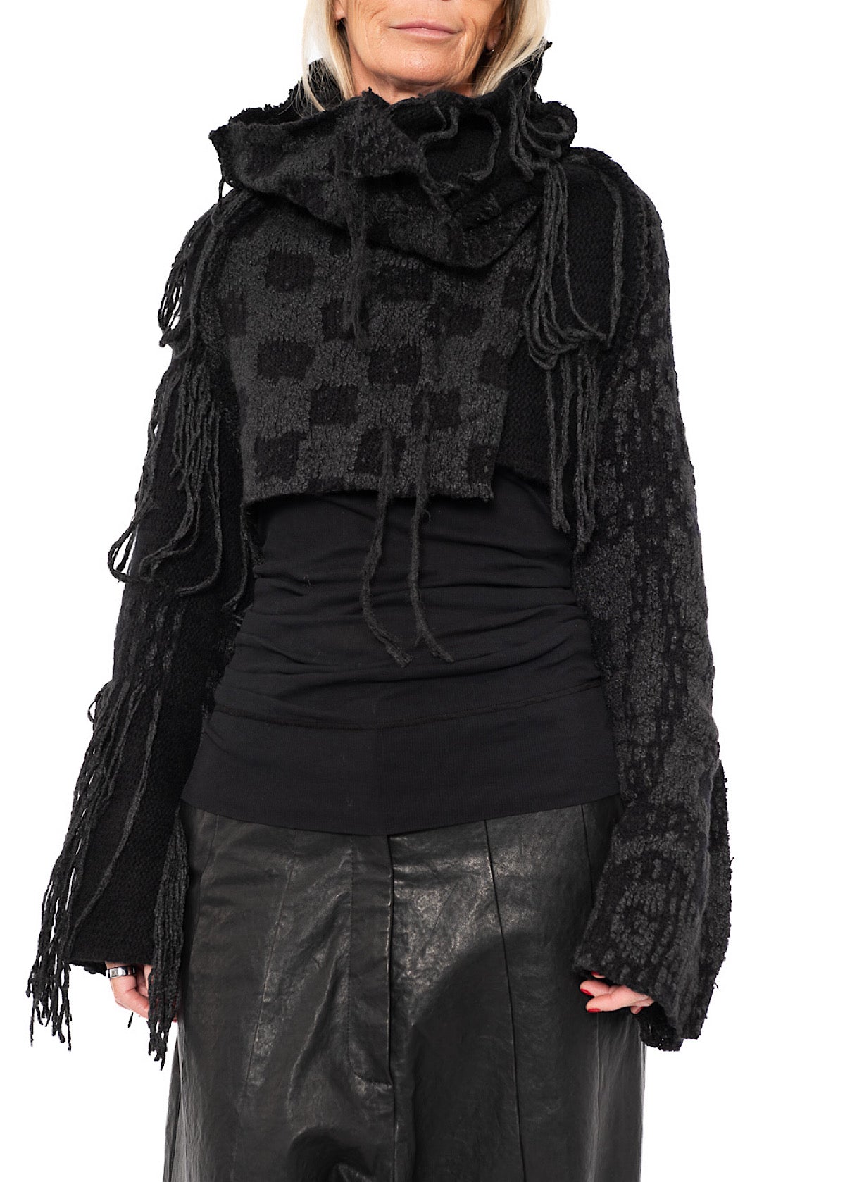CROPPED TAPESTRY KNIT PULLOVER