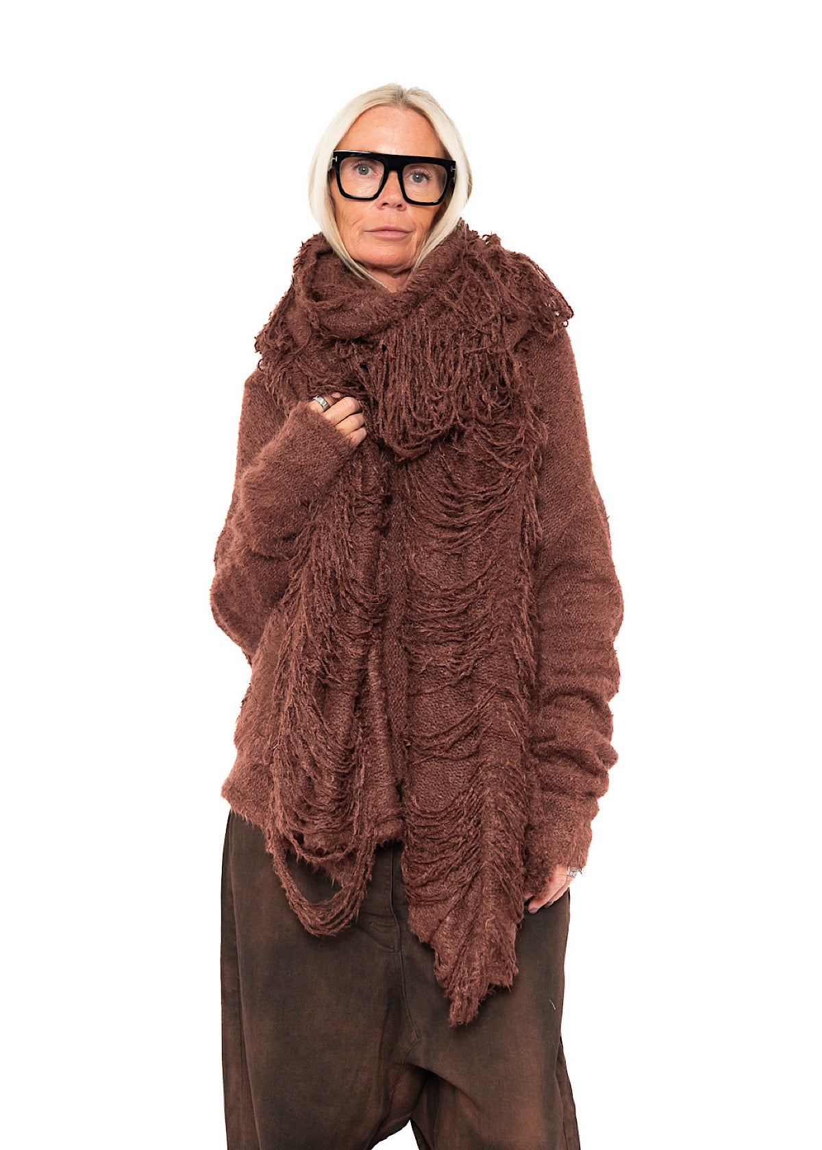 LADDERED SILK KNIT SCARF