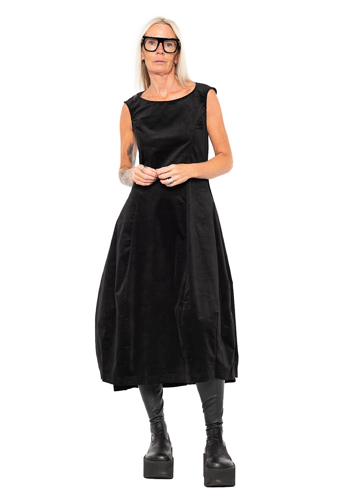 STRETCH-VELVET BALLOON DRESS