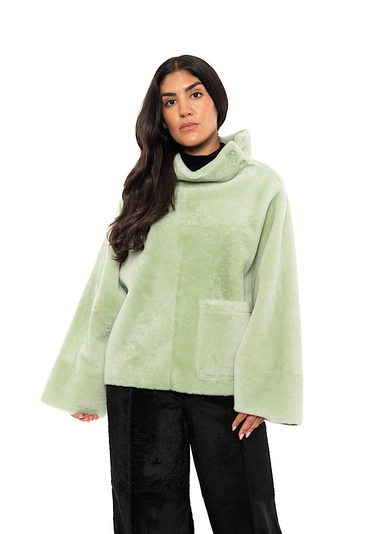 REVERSIBLE FUR-FINISHED PULLOVER