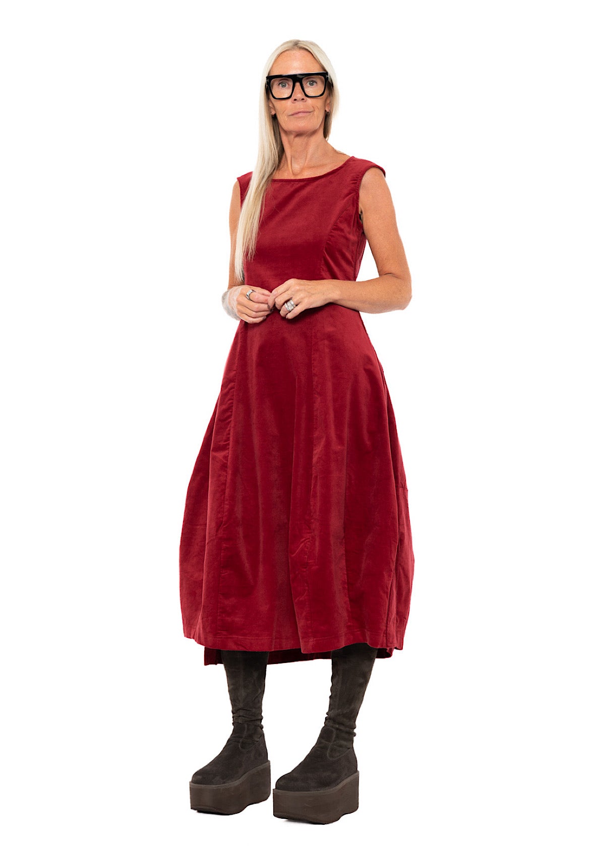 STRETCH-VELVET BALLOON DRESS