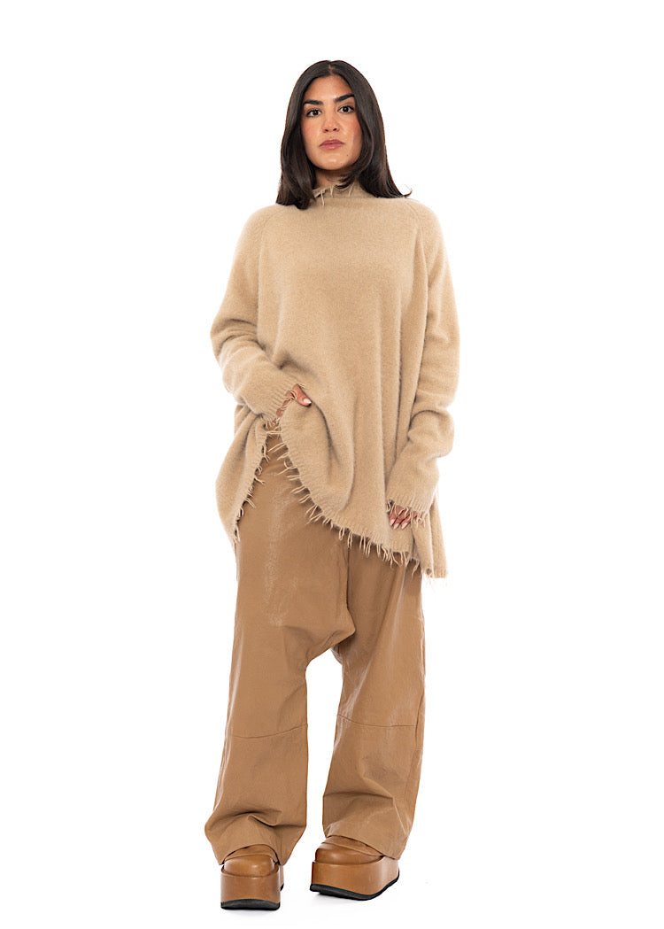 OVERSIZED FOX WOOL SILK KNITTED TUNIC
