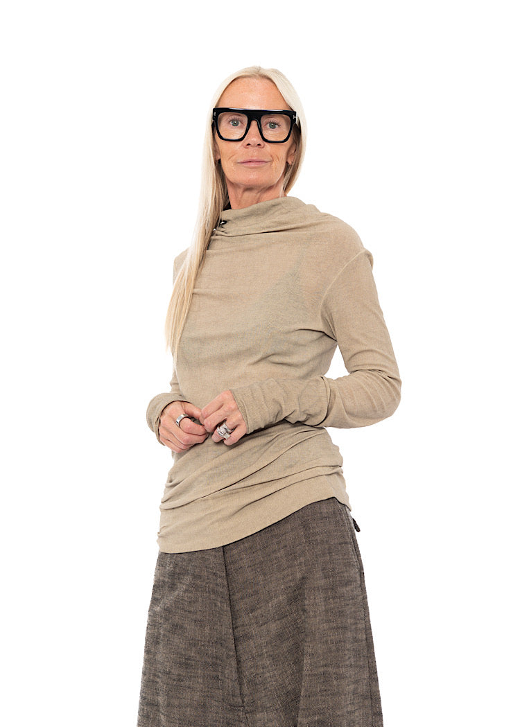 HIGH-NECK RIB JERSEY T-SHIRT