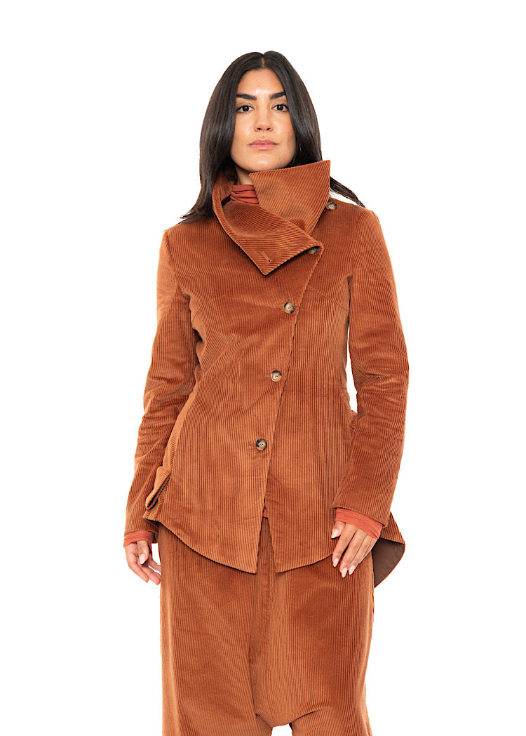 ASYMMETRIC STRETCH CORD VELVET JACKET