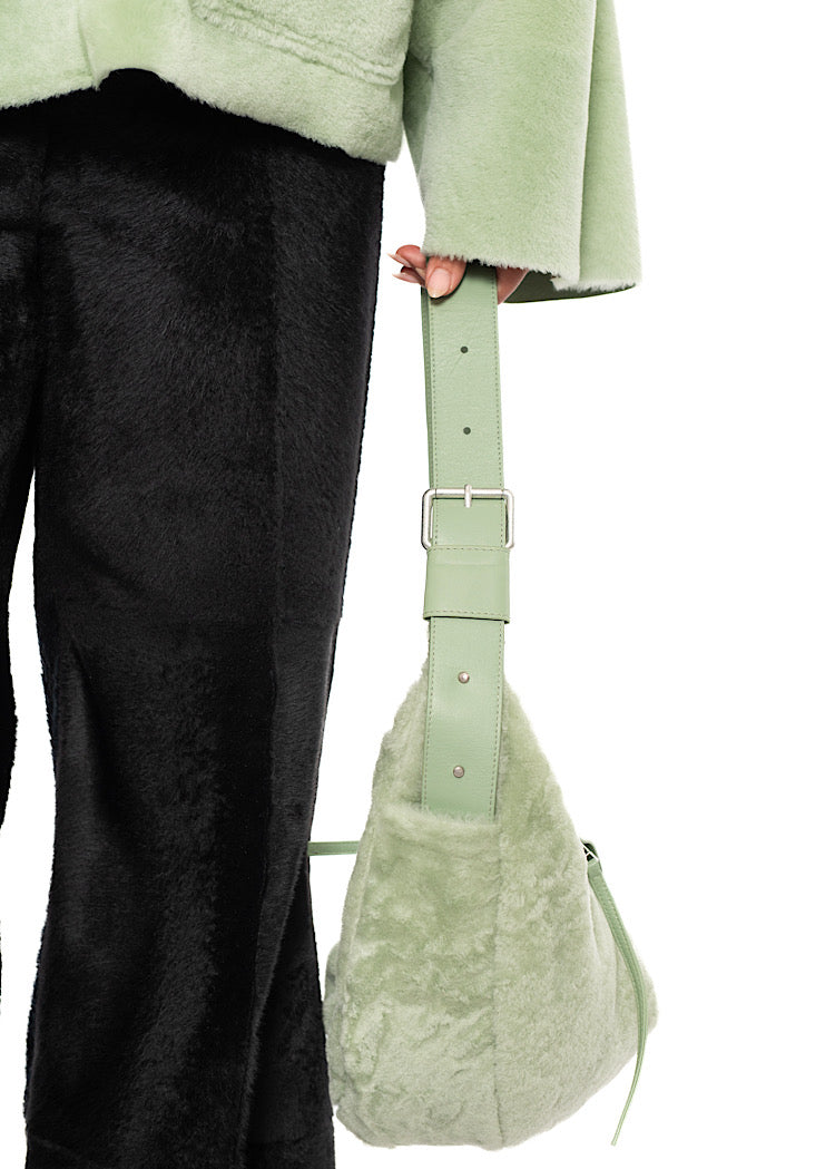 CROSSBODY FUR-FINISHED LEATHER BAG