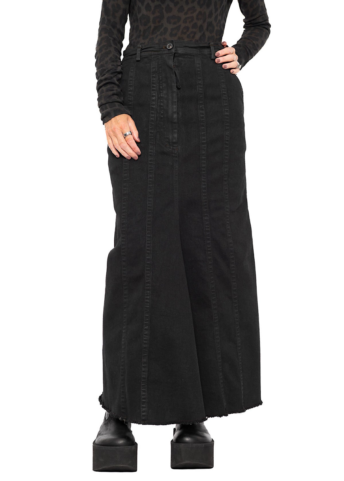 STRETCH DENIM MAXI SKIRT