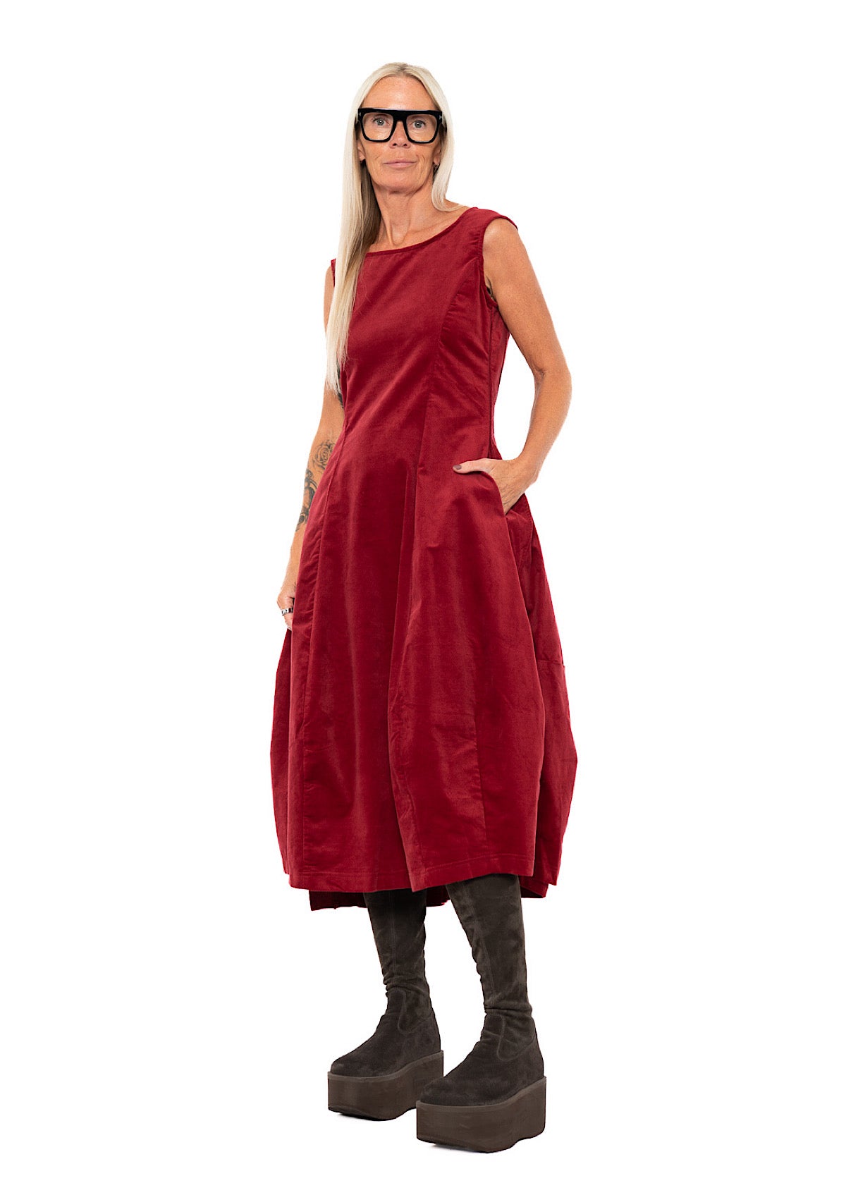 STRETCH-VELVET BALLOON DRESS
