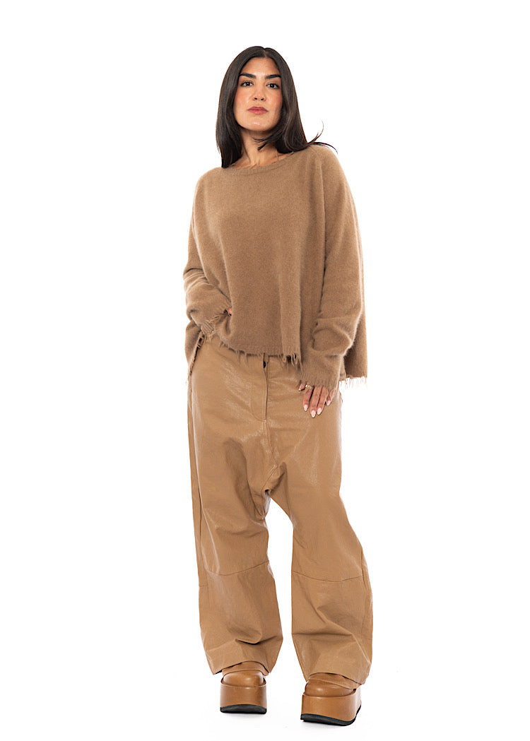 RELAXED FRAYED KNIT PULLOVER