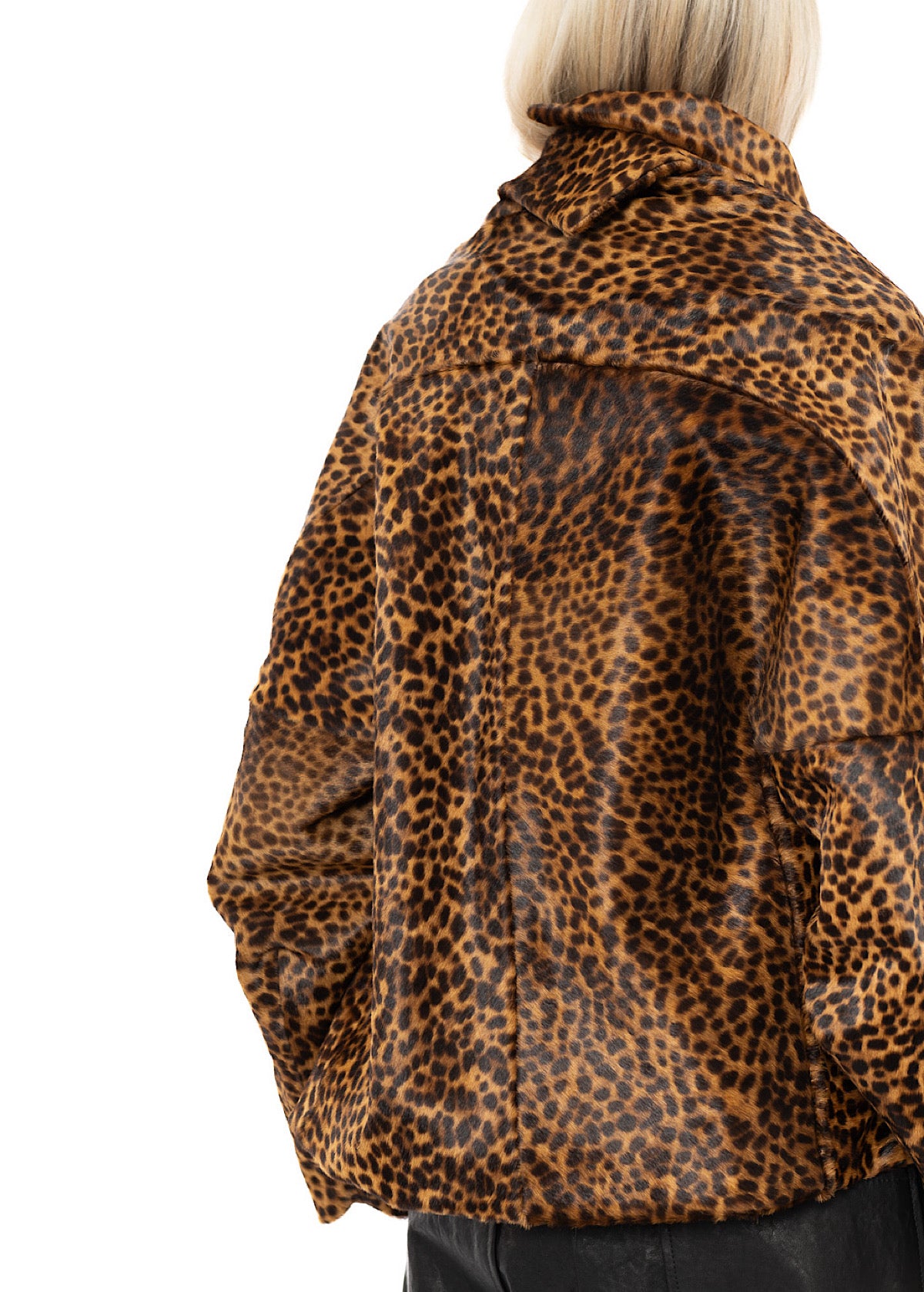 LEOPARD LEATHER COCOON JACKET
