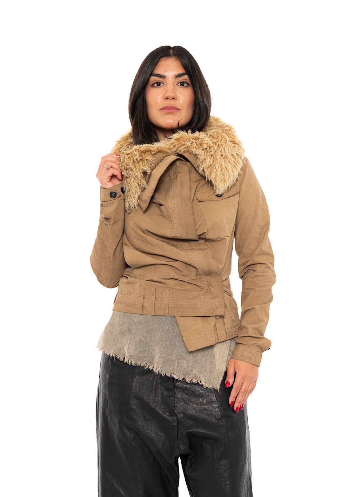FITTED DETACHABLE FAUX FUR TRIMMED JACKET