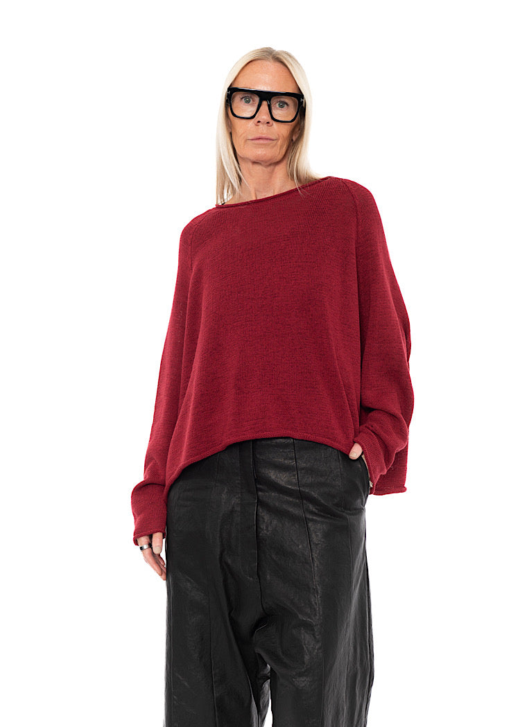 LINEN-BLEND KNITTED PULLOVER