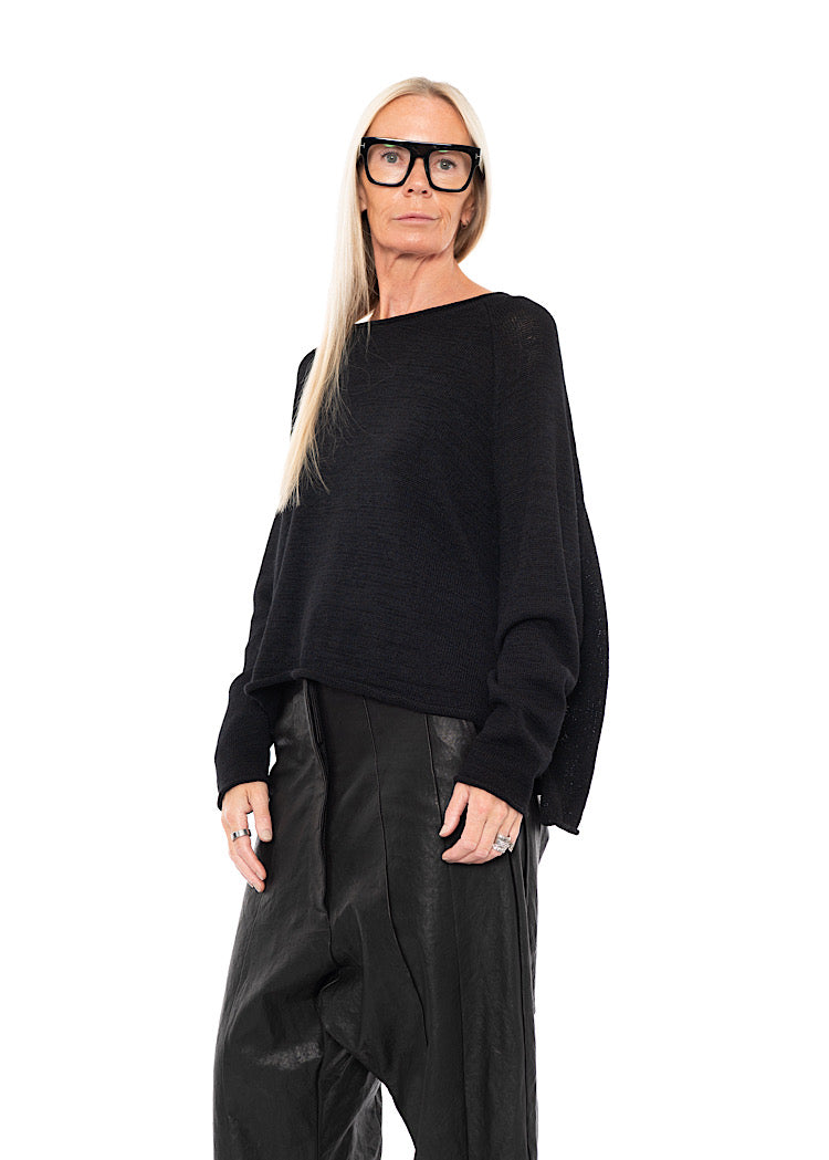 LINEN-BLEND KNITTED PULLOVER