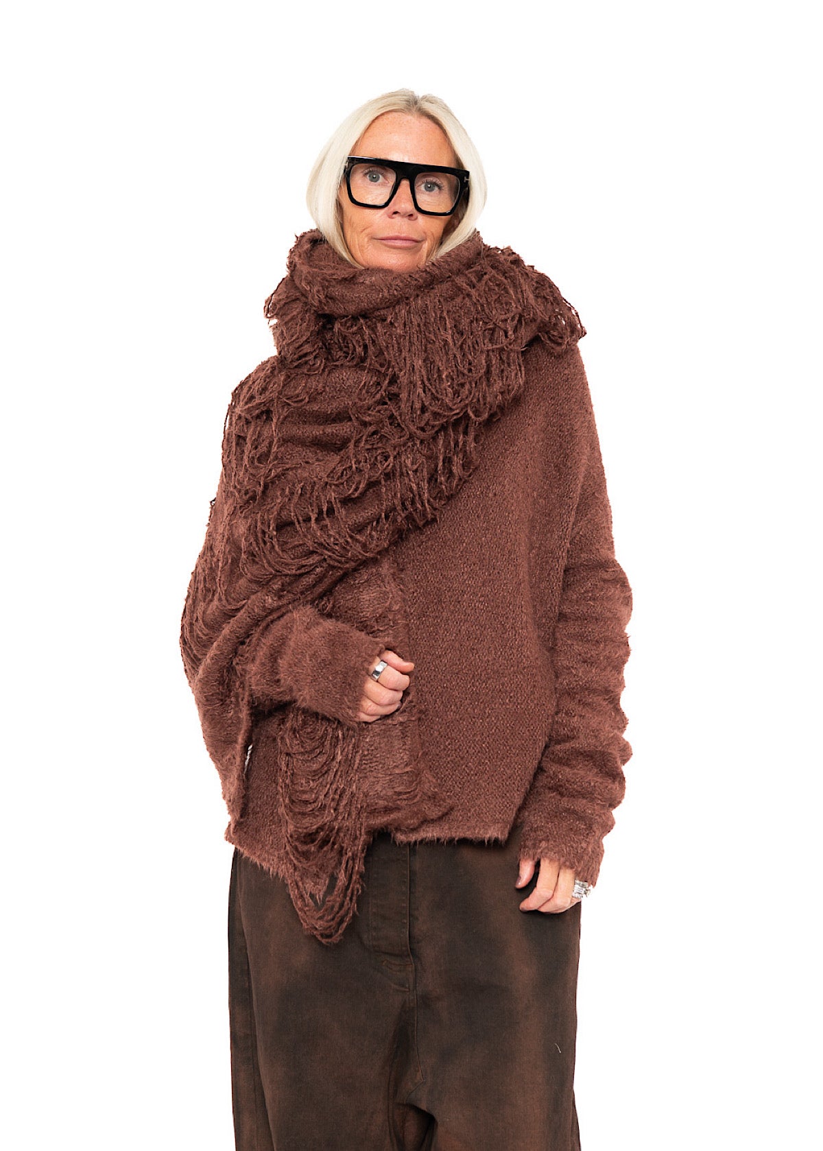 LADDERED SILK KNIT SCARF