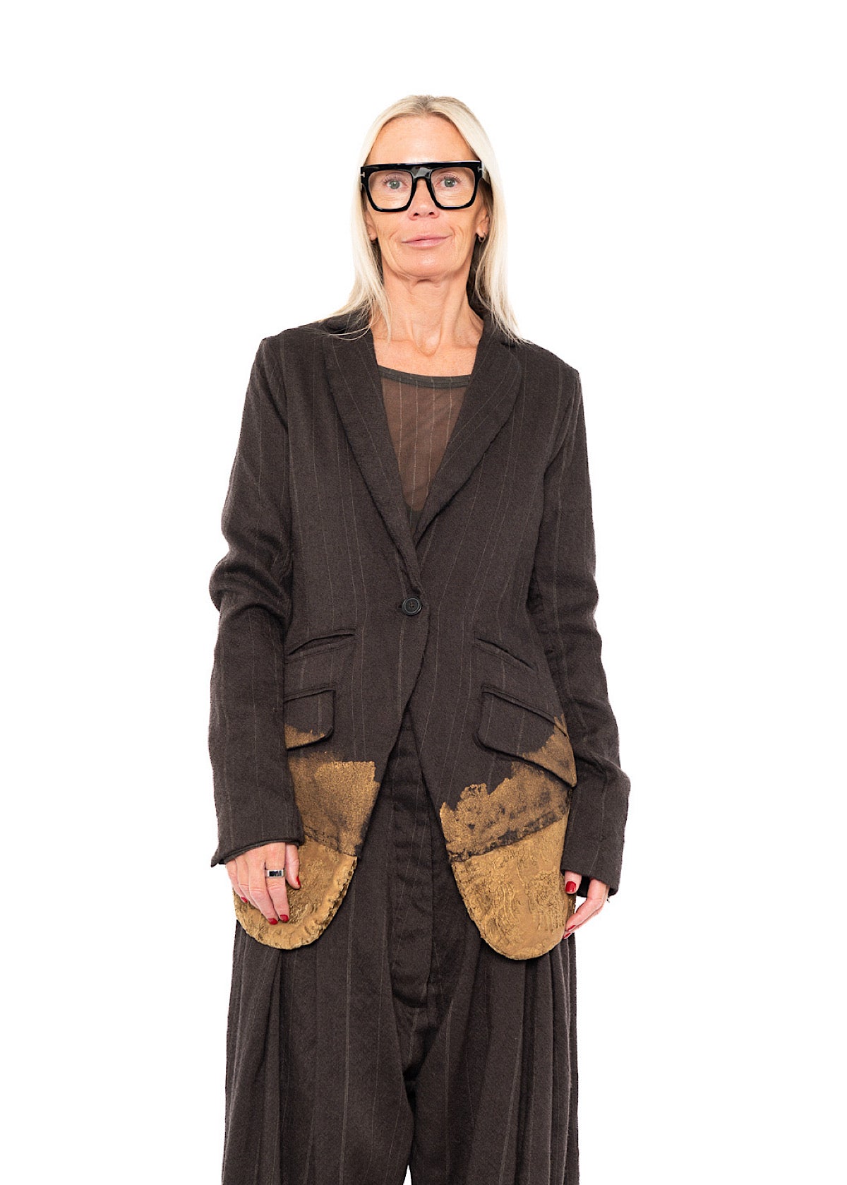 GOLDFARBEN BEMALTE Jacke MIT FEINEN NEBELSTREIFEN